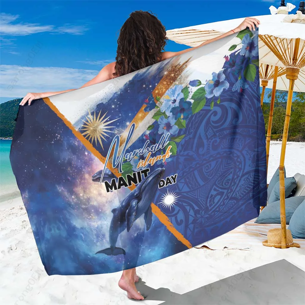 Navy Tribal Whale Tattoo Print Sarong Polynesian Beach Wrap Cover Up Wholesale Pareo