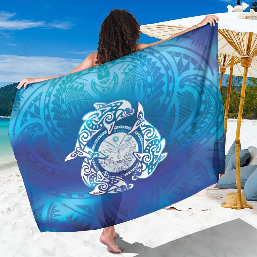 Tribal Dolphin Print Sarong South Pacific Island Beach Wrap Cover Up Rayon Wholesale Pareo
