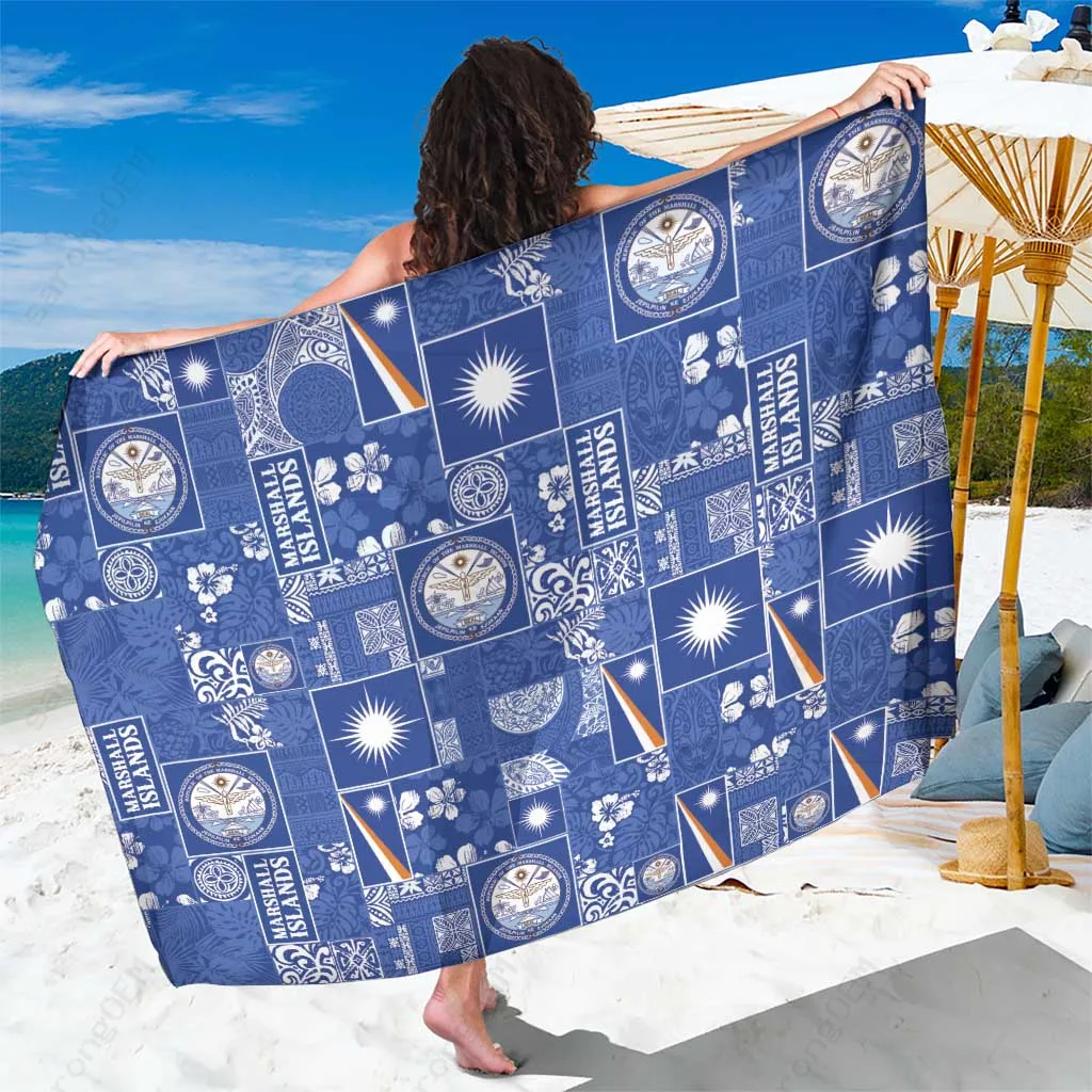 Red Green Christmas Print Sarong Tropical Holiday Beach Wrap Pareo for Resort OEM Wholesale - main view