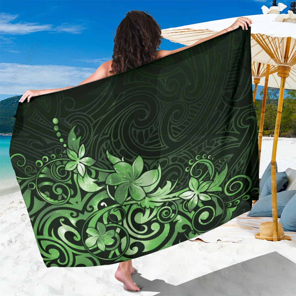 Green Galaxy Maori Pattern Matariki New Zealand Sarong Viscose Rayon Beach Wrap Pareo Wholesale - main view