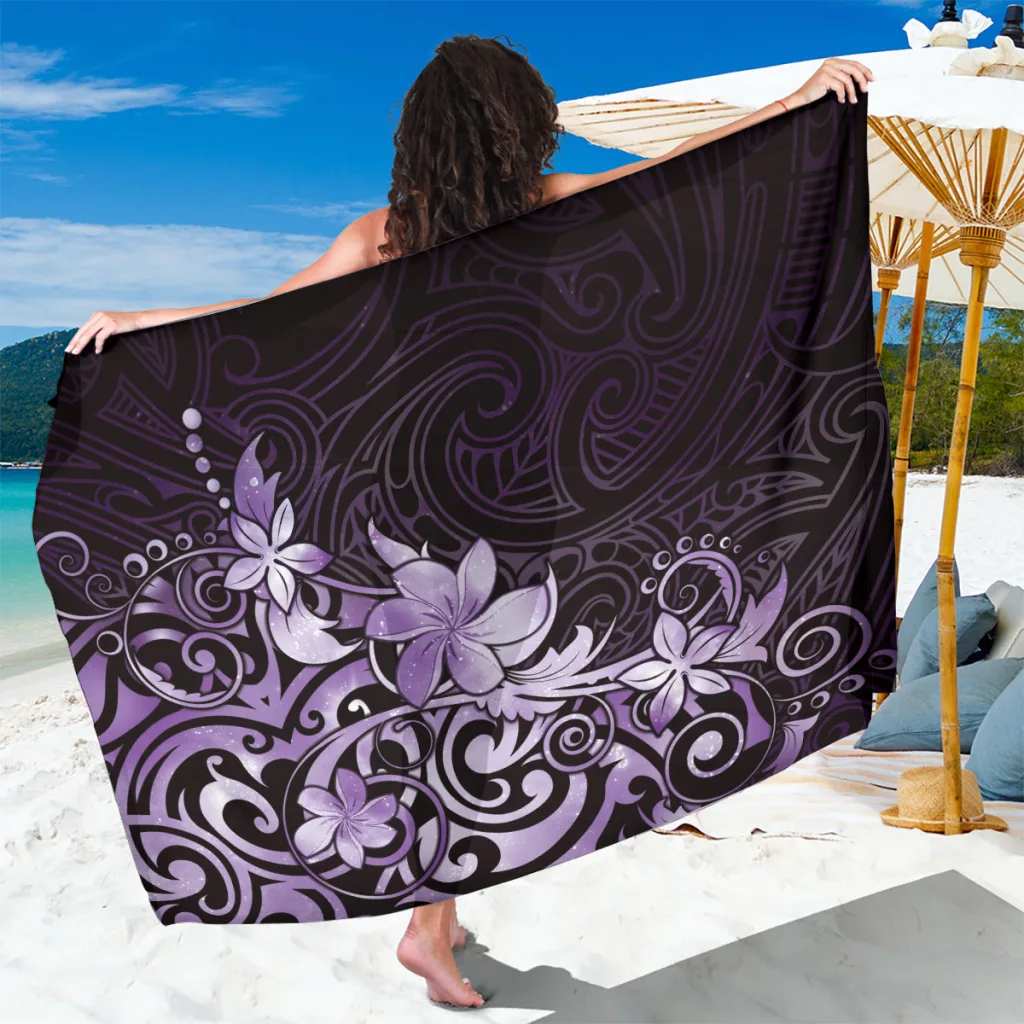 Purple Galaxy Matariki Maori Pattern Print Sarong South Pacific Tribal Beach Wrap Wholesale Pareo - main view