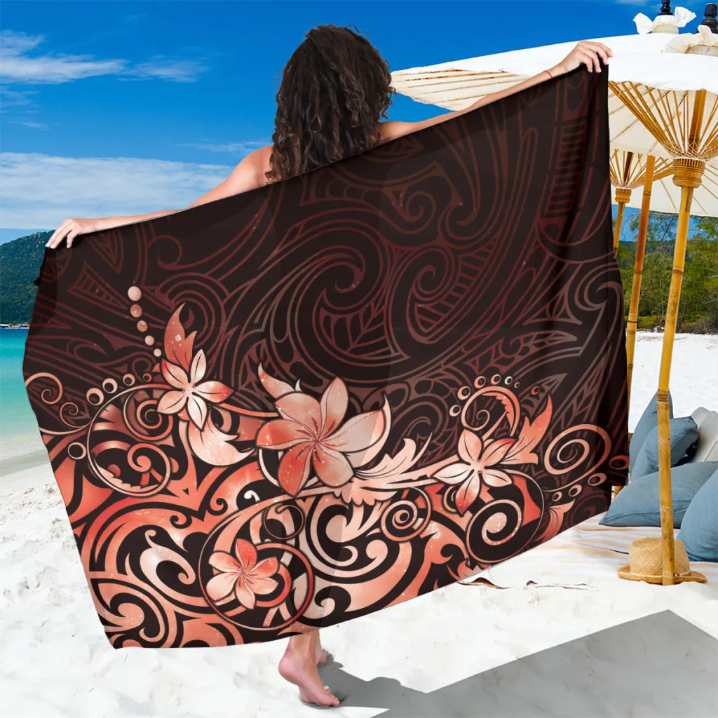 Red Galaxy Maori Pattern Star Mandala Print Sarong Polynesian Beach Wrap Pareo for Resort Wholesale - main view