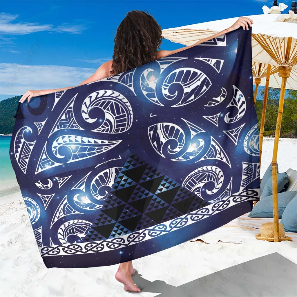 Blue Galaxy Maori Niho Taniwha Sarong Print Polynesian South Pacific Beach Wrap Wholesale Pareo