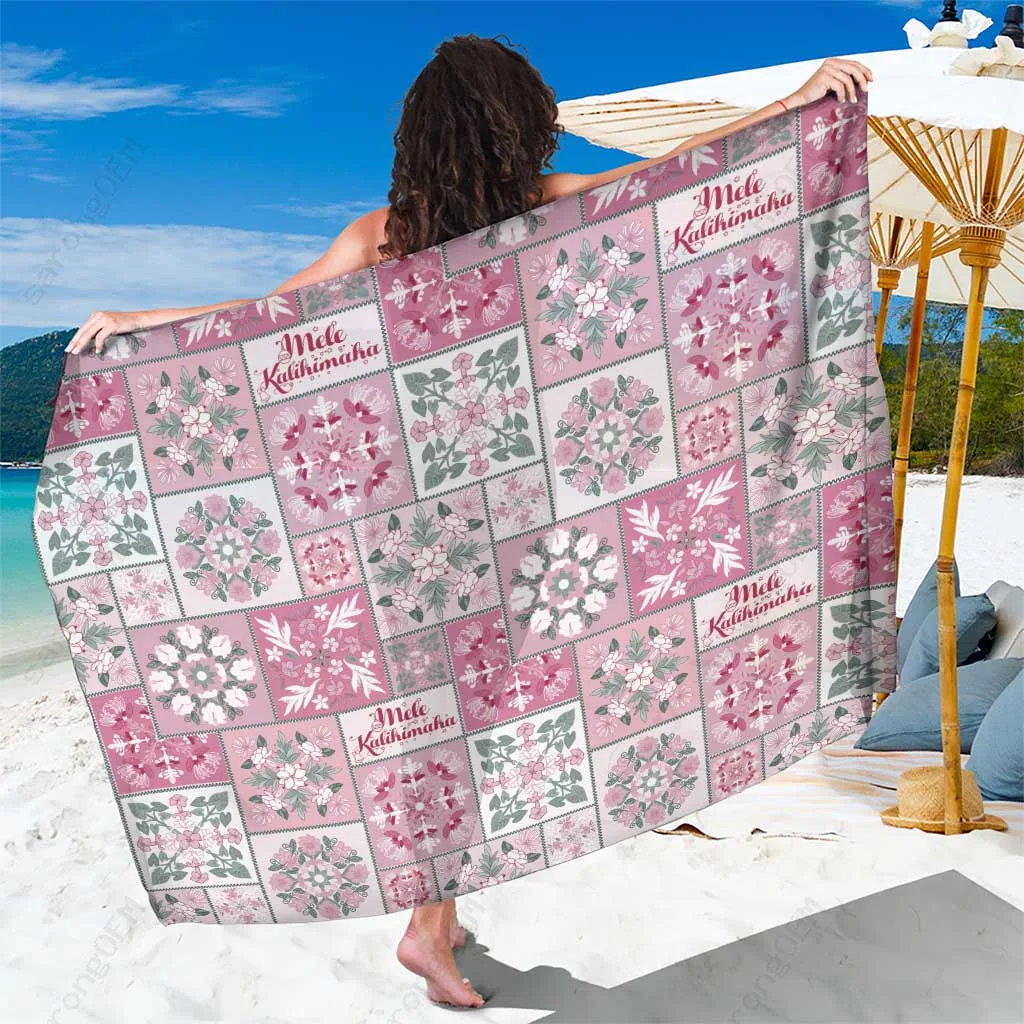 Red Hibiscus Hawaii Christmas Floral Print Sarong Tropical Island Beach Wrap Pareo Cover Up Wholesale - main view