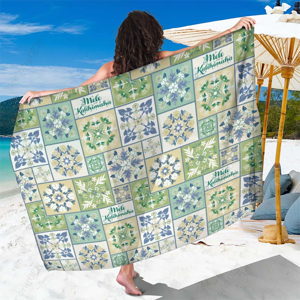 Red Green Hawaii Floral Hibiscus Christmas Print Sarong Tropical Holiday Beach Wrap Pareo Wholesale - related