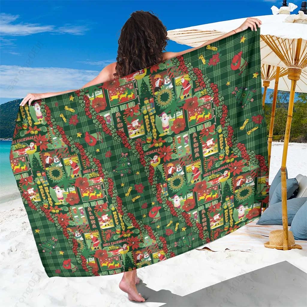 Red Hibiscus Plumeria Mandala Print Sarong Hawaiian Tropical Beach Wrap Pareo Wholesale - main view