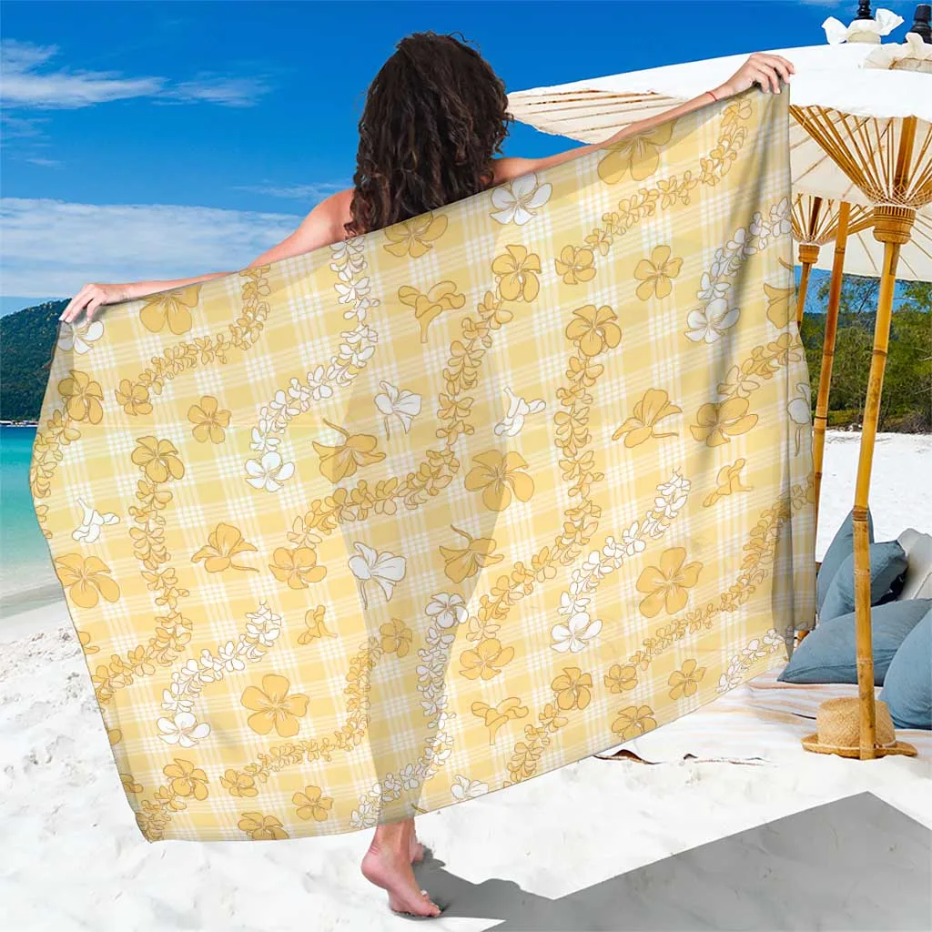 Yellow Plumeria Hibiscus Tribal Print Sarong Hawaii Tropical Beach Wrap Wholesale Pareo - main view