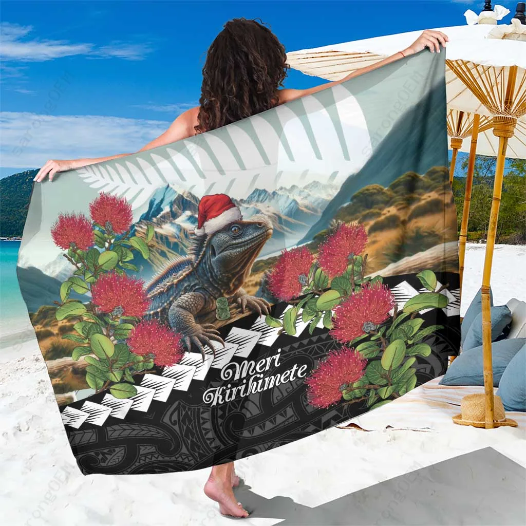 Floral Sarong with New Zealand Fern & Puhutukawa Flowers Print South Pacific Beach Wrap Cover Up Wholesale Pareo - related