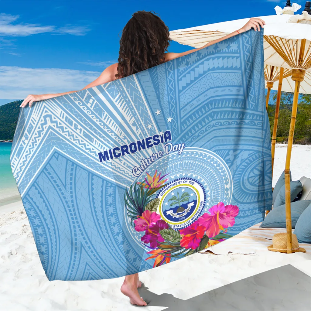 Navy Blue Tribal Pattern Tropical Flower Mandala Print Sarong Polynesian Beach Wrap Pareo Wholesale - main view