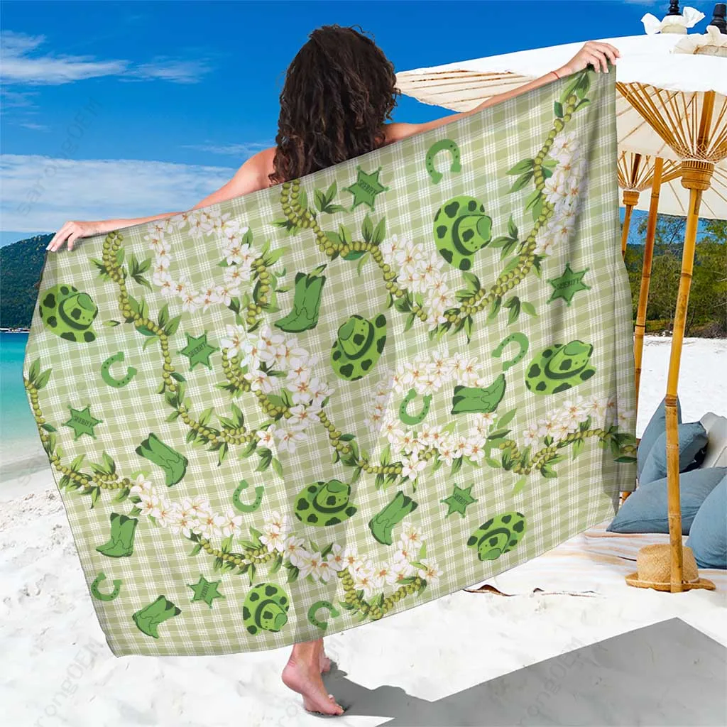 Multicolor Hawaiian Leis Plumeria Hibiscus Tropical Print Sarong Polynesian Beach Wrap Wholesale Pareo - main view