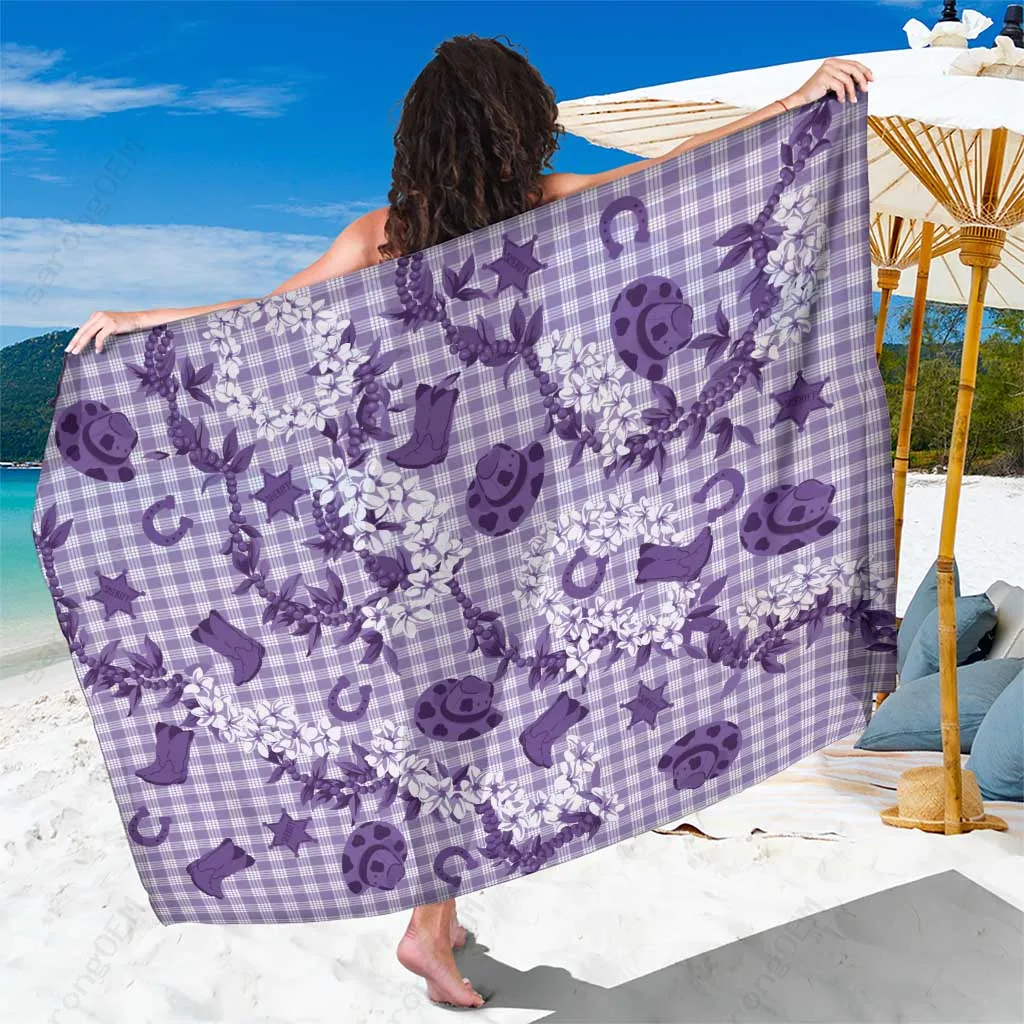 Multicolor Mokihana Maile Ilima Leis Paniolo Palaka Floral Print Sarong Hawaiian Tropical Beach Wrap Wholesale Pareo - main view