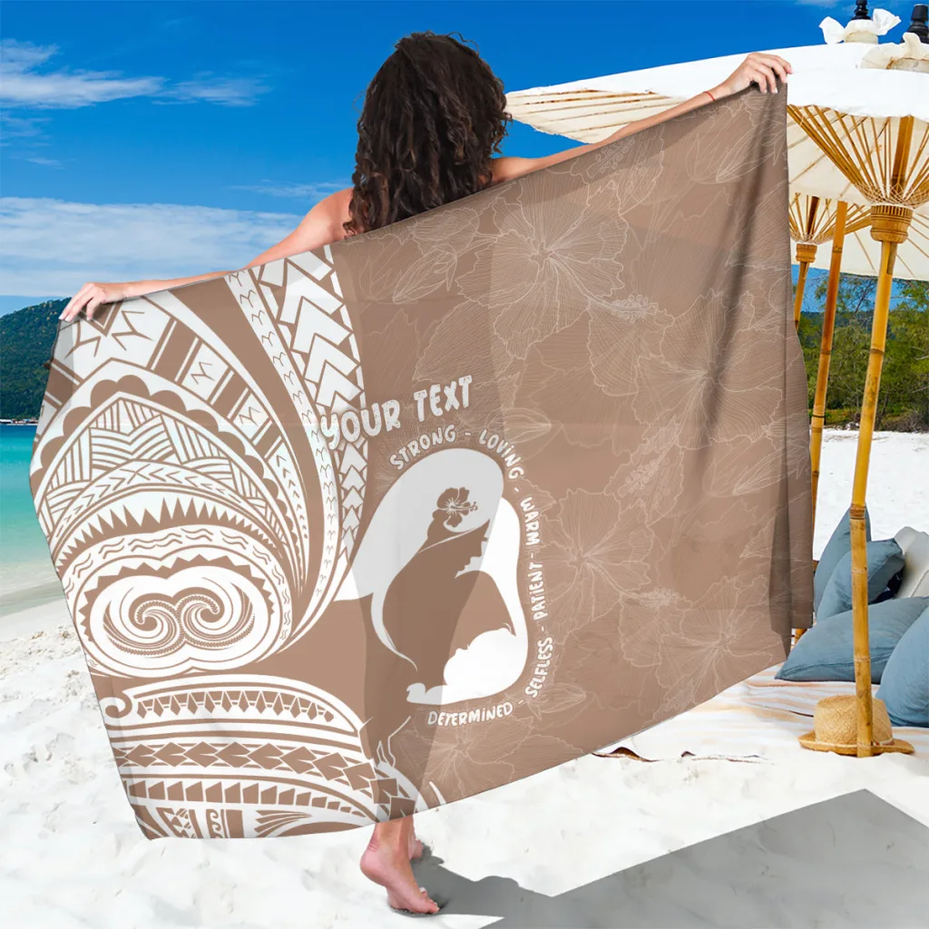 Brown Hibiscus Polynesia Tribal Print Sarong Beach Wrap Resort Cover Up Wholesale Pareo - main view