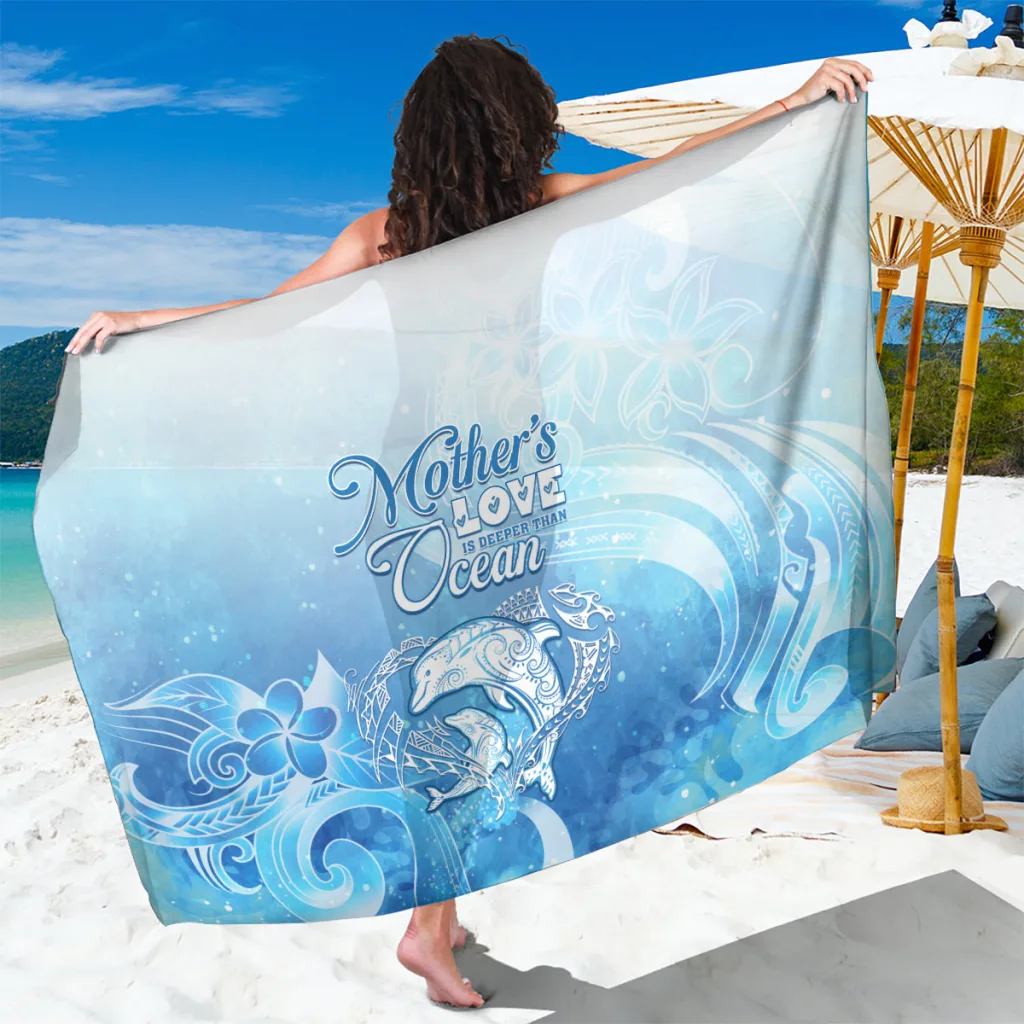 Deep Blue Gold Turtle Hibiscus Mandala Print Sarong Polynesian Style Beach Wrap Wholesale Pareo - main view