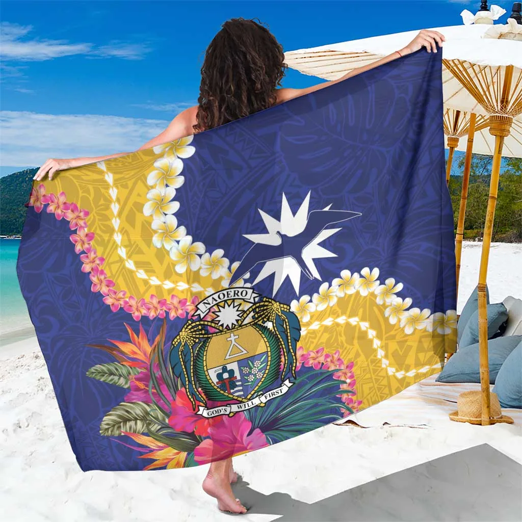 Nauru Independence Day Sarong Coat Of Arms With Tropical Flowers - main view