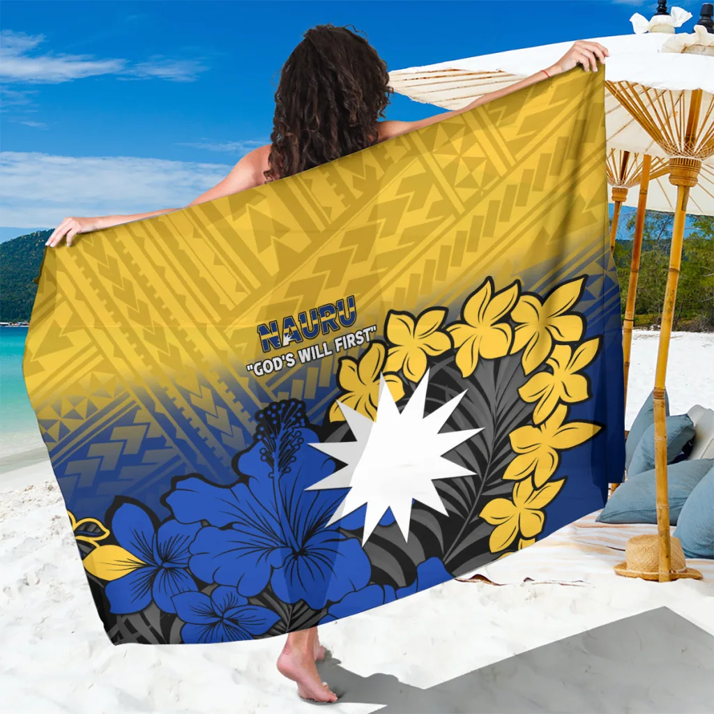 Navy Blue Gold Turtle Hibiscus Mandala Print Sarong Polynesian Beach Wrap Resort Pareo Wholesale - main view