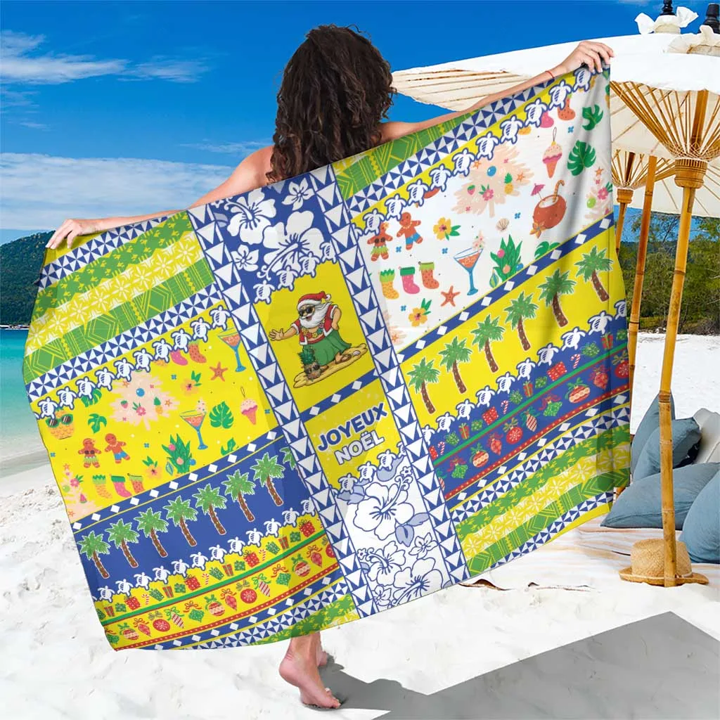 Red Green Christmas Snowflake Palm Print Sarong Tropical Island Beach Wrap Wholesale Pareo - main view