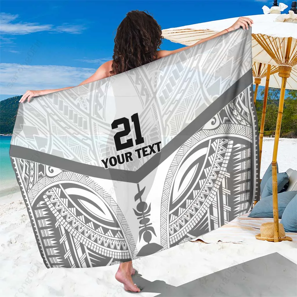 Light Green Tropical Hibiscus Palm Tribal Print Sarong South Pacific Beach Wrap Custom Wholesale Pareo - main view