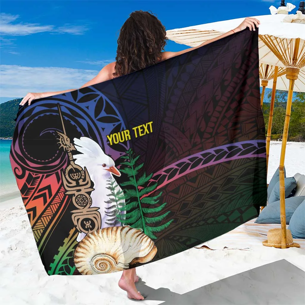 White Kanaky Kagu Bird Emblem Tribal Print Sarong South Pacific Island Beach Wrap Pareo Wholesale - main view