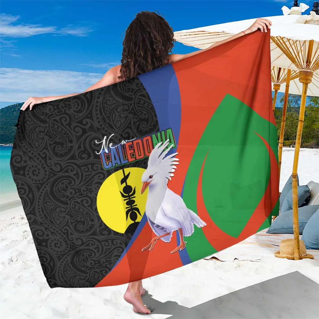 White New Caledonia Kagu Bird & Seal Melanesian Print Sarong Beach Wrap Island Resort Pareo Wholesale - main view