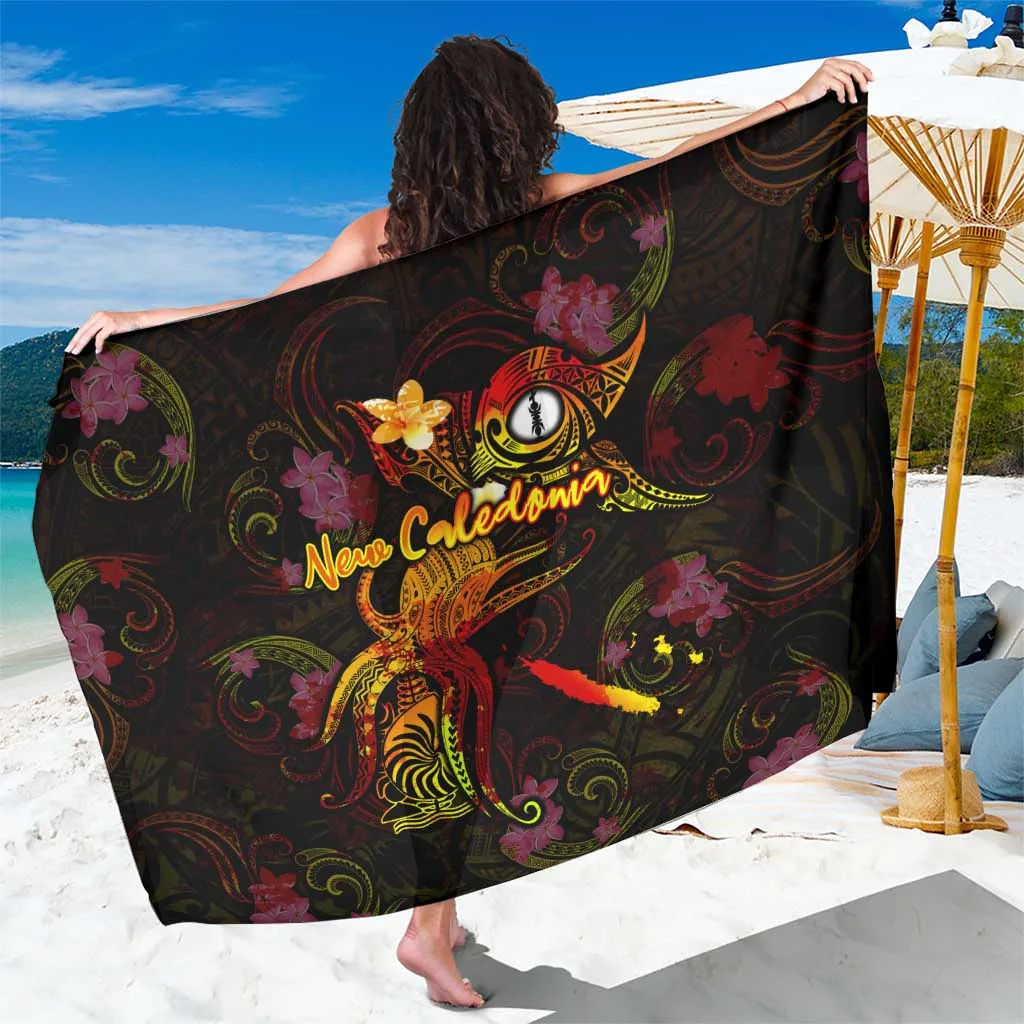 Black Plumeria Polynesian Tattoo Print Sarong South Pacific Beach Wrap Pareo Wholesale - main view
