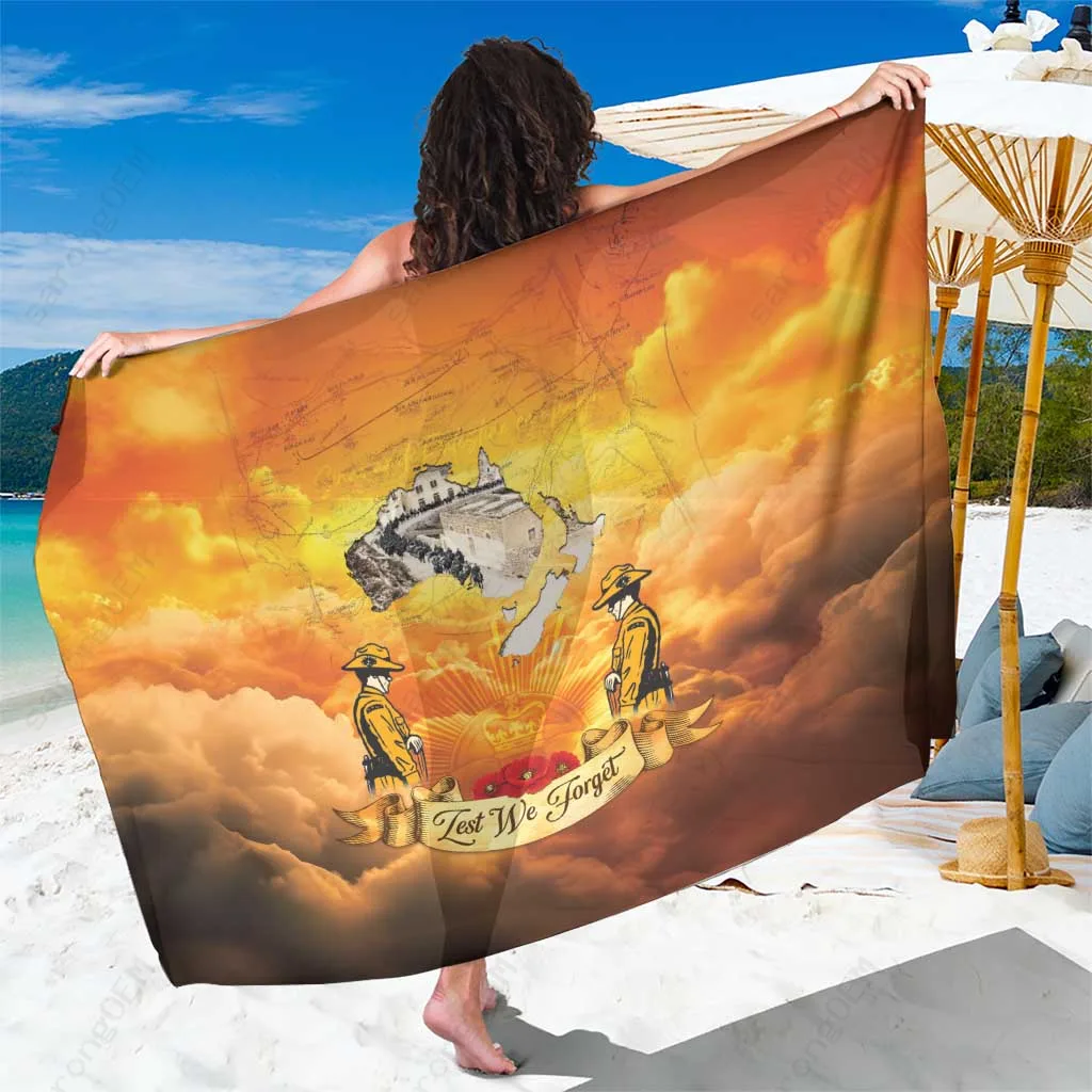 Navy Anzac Day Tribute Print Sarong Beach Wrap South Pacific Military History Pareo Wholesale - main view