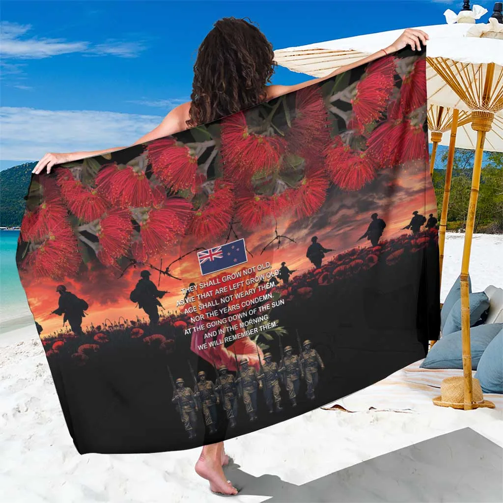 Deep Blue Gold Anzac Day Poppy Memorial Print Sarong South Pacific Island Resort Beach Wrap Wholesale Pareo - main view