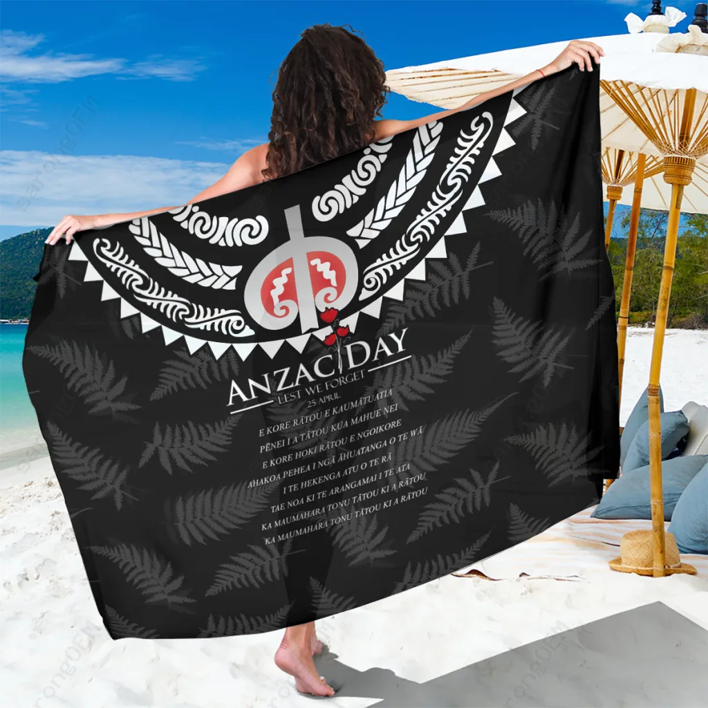 Navy Anzac Day Tribute Haka Dance Print Sarong South Pacific Beach Wrap Wholesale Pareo - main view
