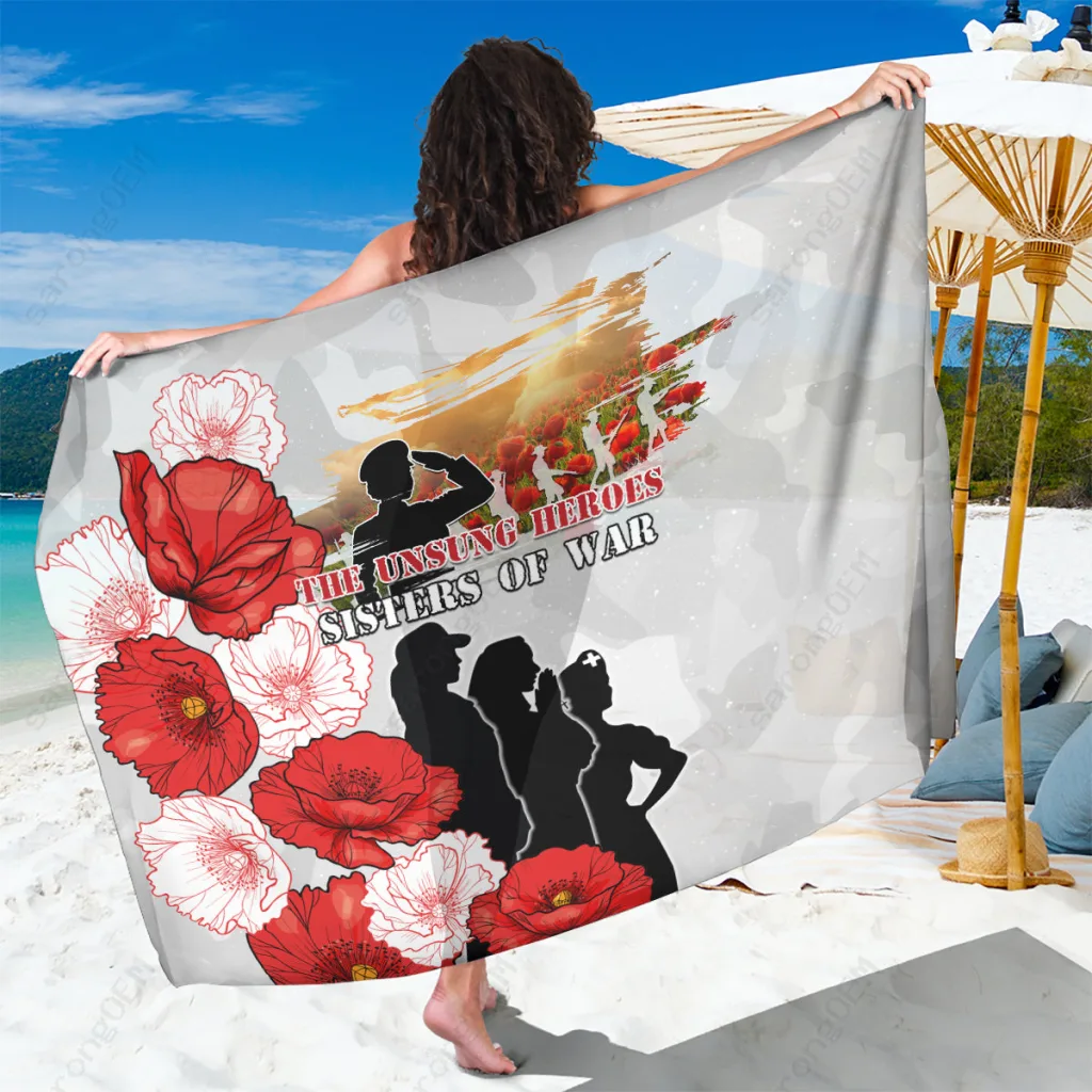 Anzac Day Sun Print Sarong Beach Wrap Polynesian Island Style Cover Up Rayon Wholesale Pareo