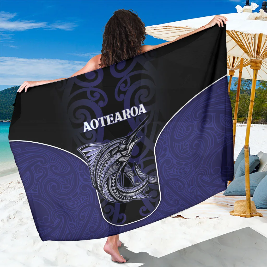 Blue Marlin Fishing Maori Pattern Sarong Viscose Rayon Beach Wrap Polynesian Style Resort Cover Up Wholesale Pareo - main view