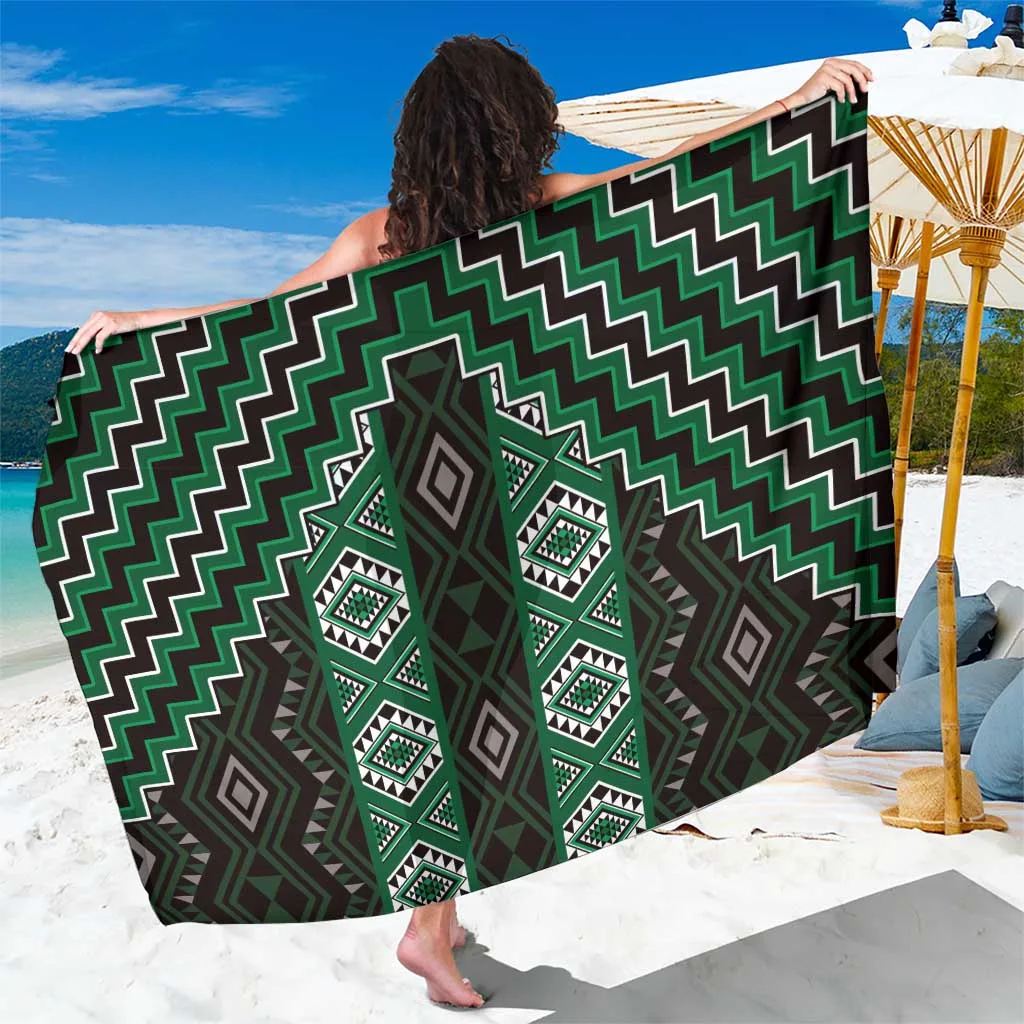 Green Poutama Taniko Pattern Sarong Maori Culture Print Beach Wrap Resort Hotel Pareo Wholesale - related
