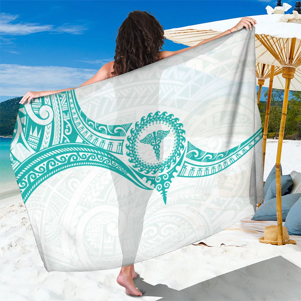 New Zealand Aotearoa Sarong Nurse Tribal Teal Version - main view