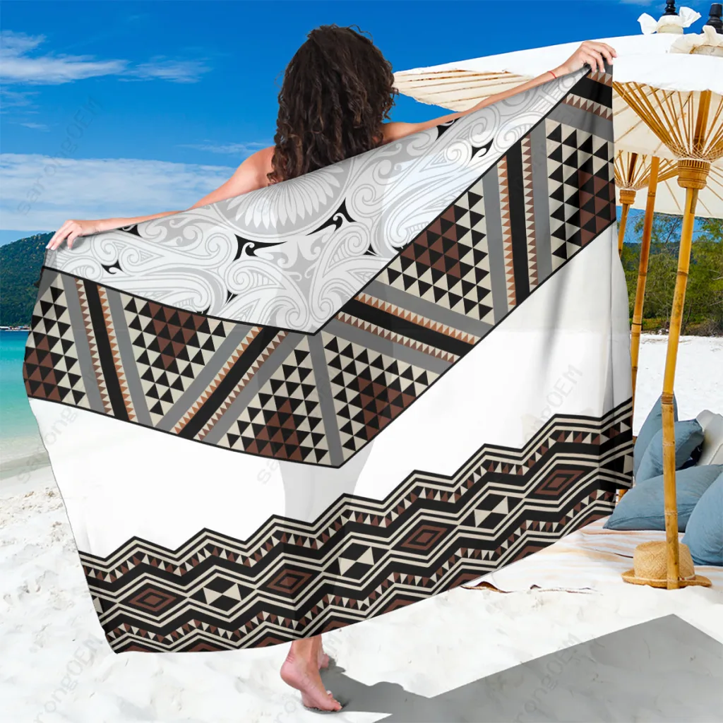 New Zealand Aotearoa Taniko Art Simple Style Sarong Beach Wrap Tropical Island Cover Up Wholesale Pareo