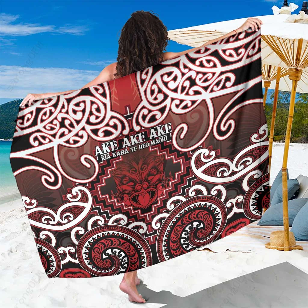 New Zealand Aotearoa Maori Tiki Palm Print Sarong Tropical Beach Wrap Pareo Wholesale - related