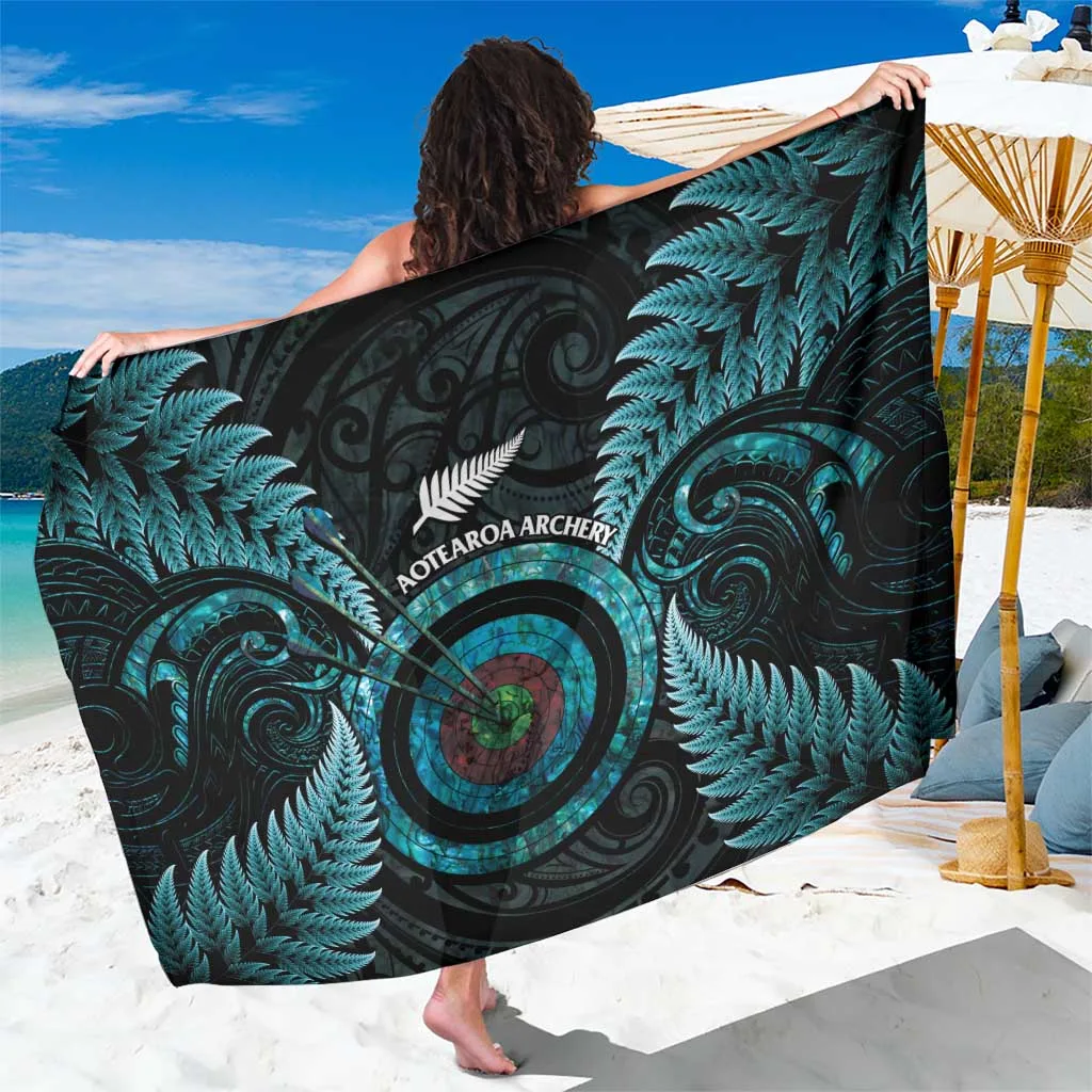 Silver New Zealand Silver Fern Maori Tribal Print Sarong Beach Wrap South Pacific Island Resort Pareo Wholesale - main view