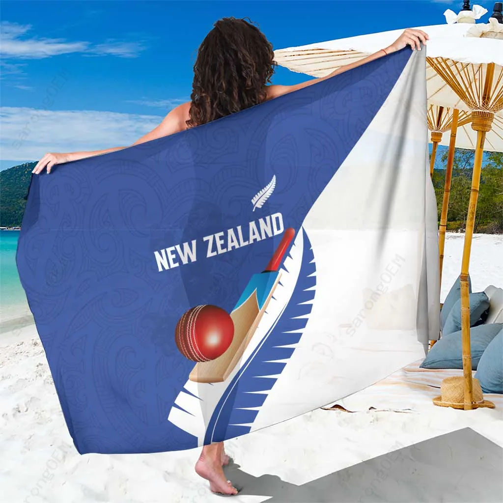 Blue New Zealand Kiwi Birds Silver Fern Haka Dance Print Sarong Polynesian Beach Wrap Cover Up Wholesale Pareo