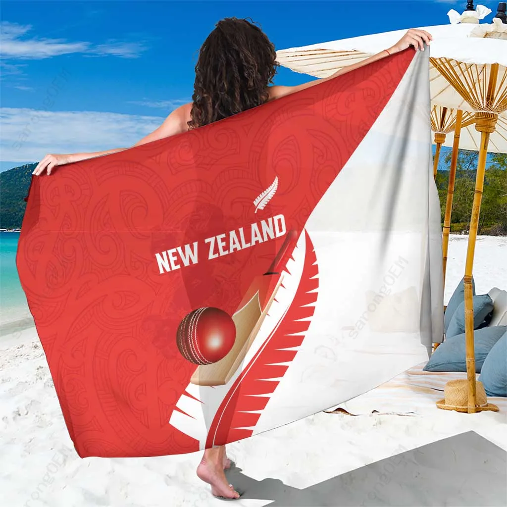 Red New Zealand Kiwi Birds Silver Fern Haka Dance Print Sarong Polynesian Tribal Beach Wrap Wholesale Pareo