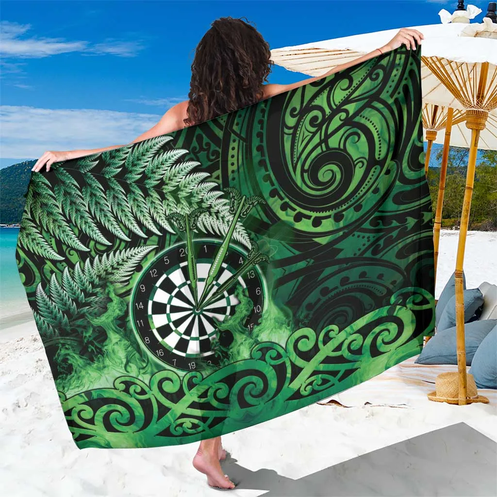 Green Maori Koru Dartboard Flame Print Sarong South Pacific Island Resort Beach Wrap Wholesale Pareo - main view
