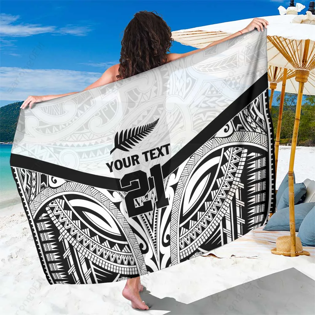 White New Zealand Football All White Ferns Go Champions Custom Print Sarong Tropical Beach Wrap Pareo Wholesale - main view
