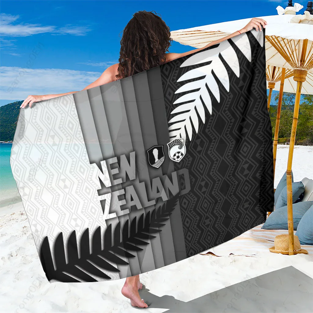 Silver Fern Maori Pattern Monochrome Sarong Beach Wrap Polynesian Style Resort Cover Up Wholesale Pareo - main view