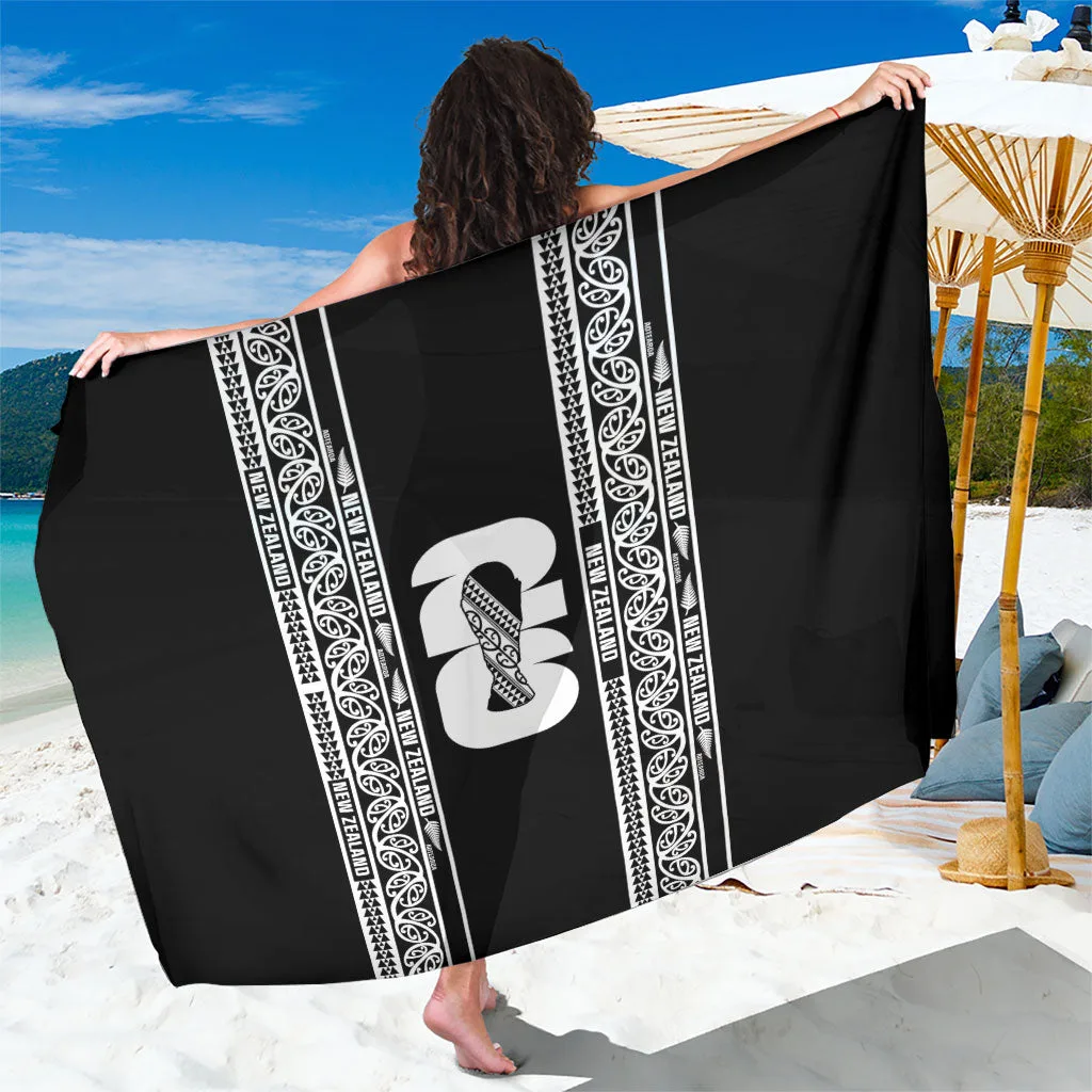 White New Zealand Fern Football Print Sarong South Pacific Island Beach Wrap Wholesale Pareo - main view