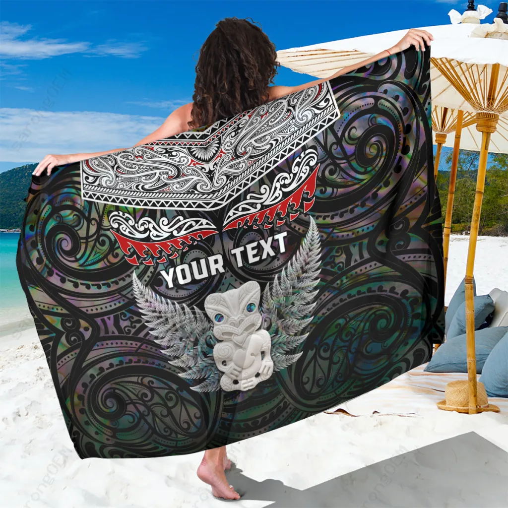 Green Shell Pattern Hei Tiki Sarong Maori Style South Pacific Beach Wrap Pareo Wholesale - main view