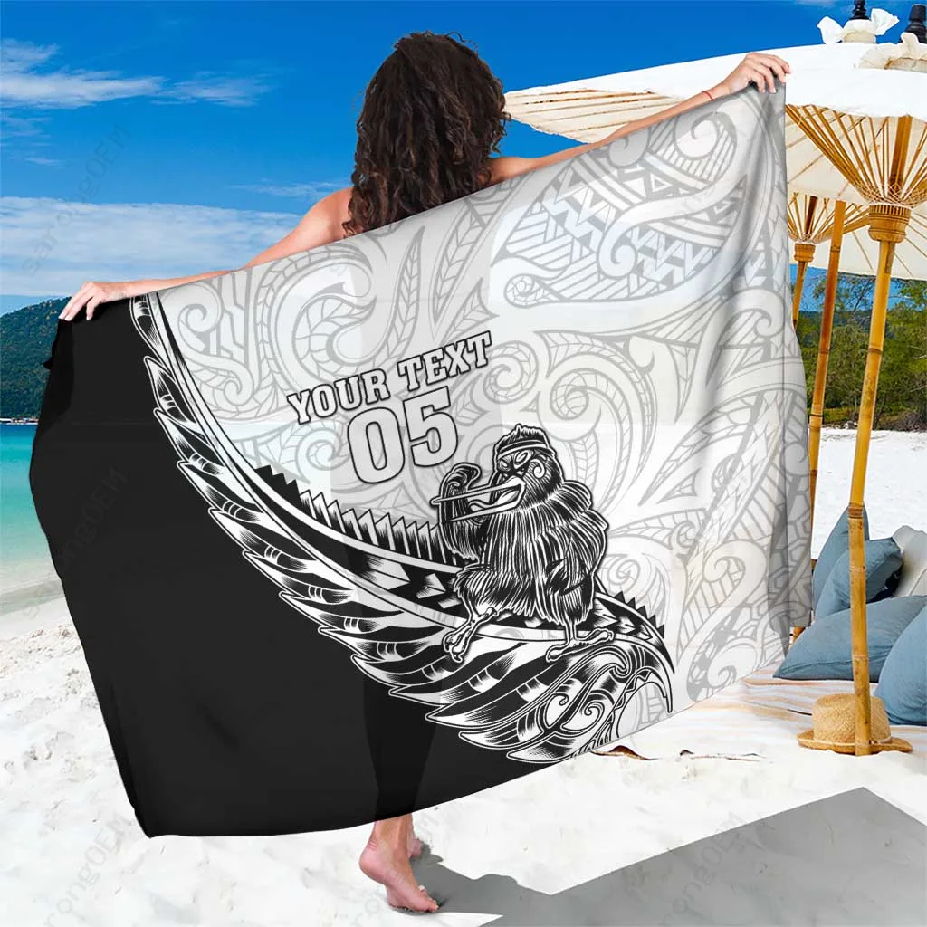 Black Gold Maori Kiwi Rugby Champion Pattern Printed Sarong South Pacific Island Beach Wrap Wholesale Pareo - main view