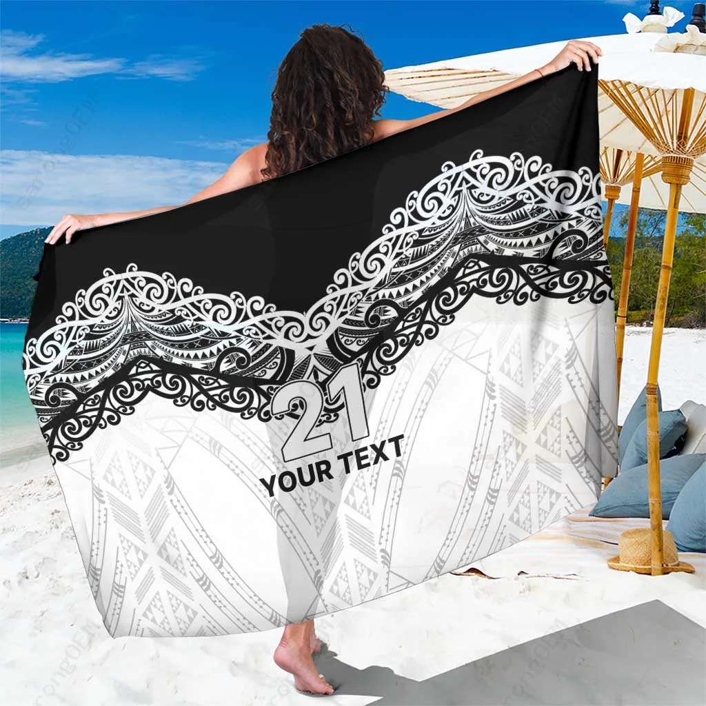Light Green Koru Fern Taniko Motif Print Sarong New Zealand Maori Style Beach Wrap Wholesale Pareo - main view