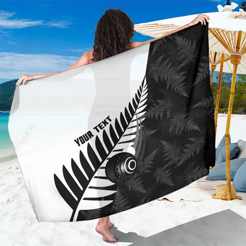 Silver Grey Custom New Zealand Silver Fern Tribal Print Sarong Beach Wrap Pareo for Resort Hotel OEM - main view
