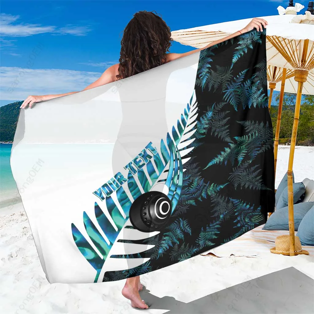 Silver Paua Shell Silver Fern Custom Print Sarong Polynesian Ocean Style Beach Wrap Wholesale Pareo - main view
