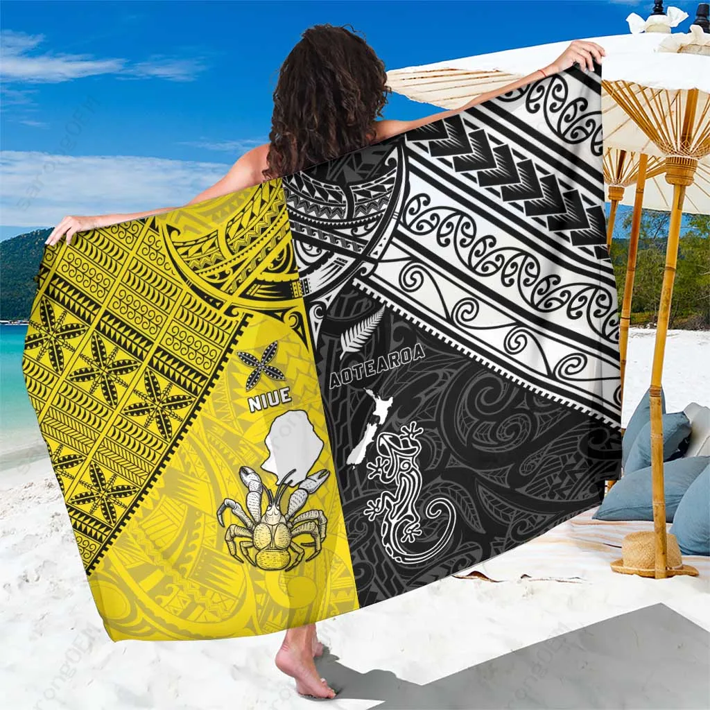 Niue Lizard & Coconut Crab Tribal Print Sarong Rayon Beach Wrap South Pacific Island Cover Up Wholesale Pareo - main view