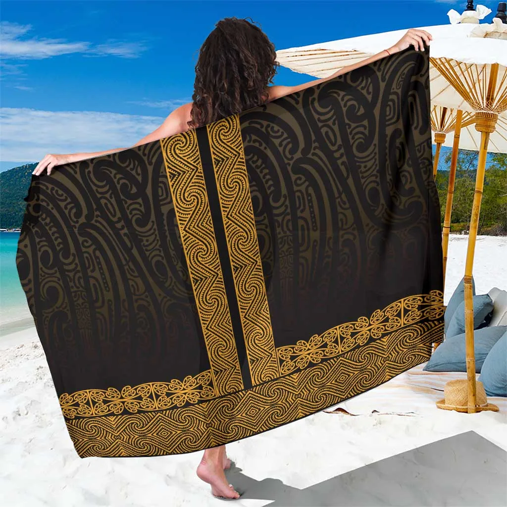 Khaki Maori Kowhaiwhai Karaka Maui & Mangopare Print Sarong Polynesian Cultural Beach Wrap Wholesale Pareo - main view