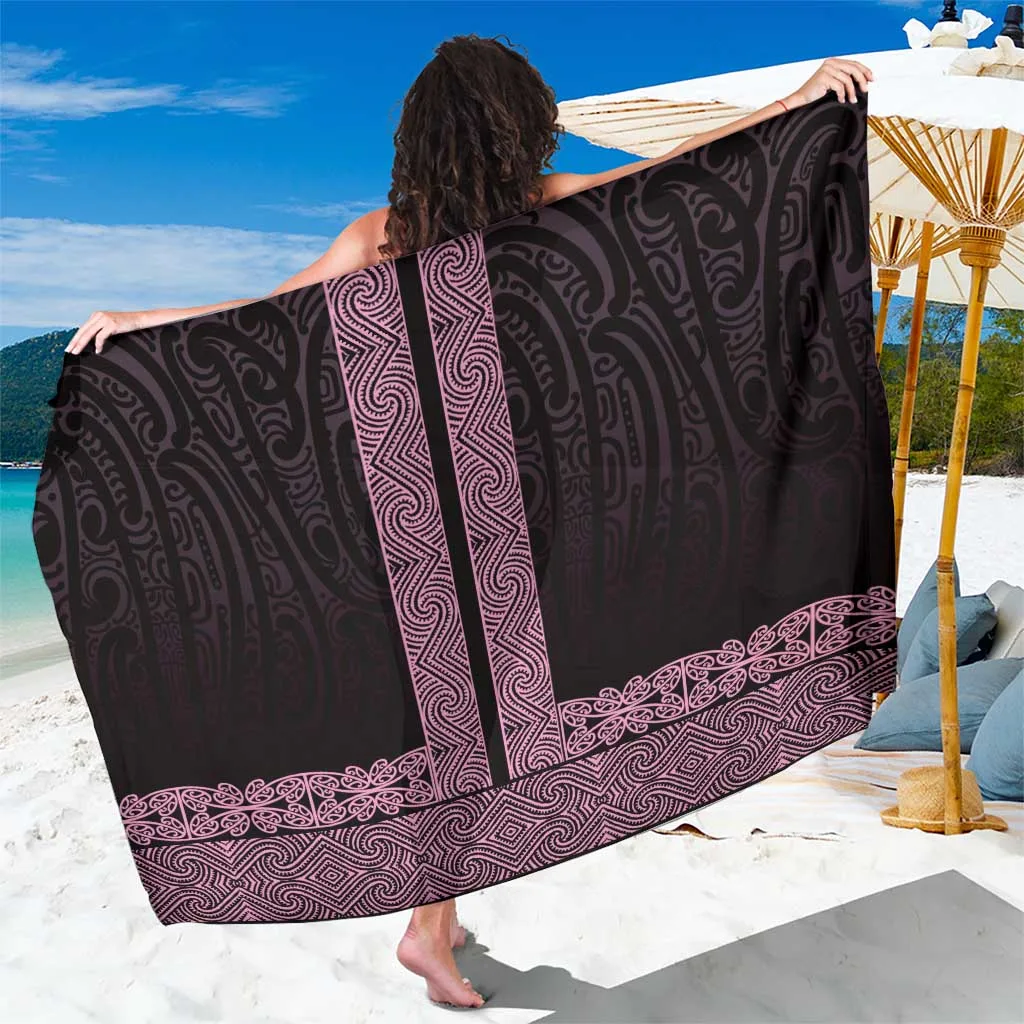 Pink Maori Kowhaiwhai Mawhero Maui & Mangopare Print Sarong Polynesian Cultural Beach Wrap Wholesale Pareo - main view