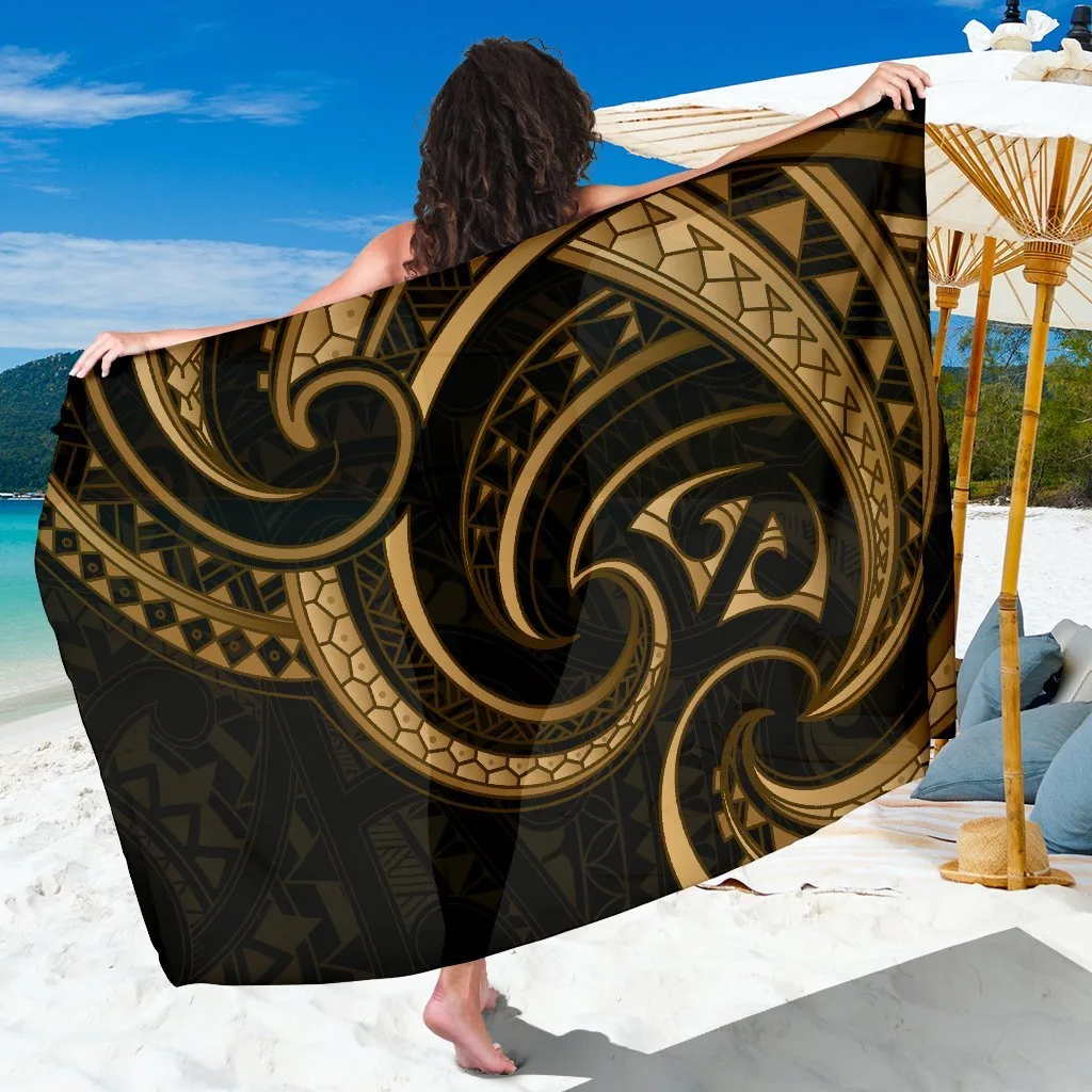 Gold Maori Mangopare Tribal Print Sarong Polynesian Beach Wrap Wholesale Pareo - main view
