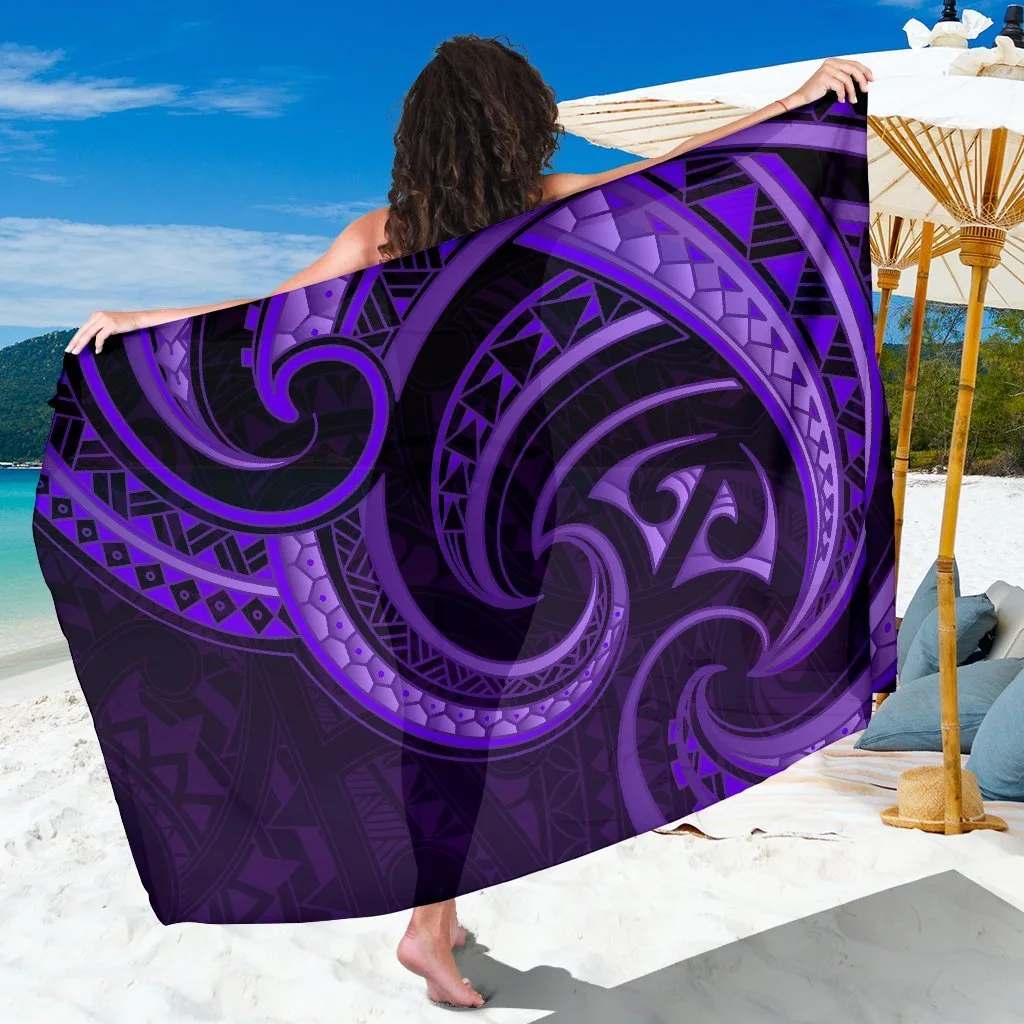 Purple Maori Mangopare Tribal Mandala Print Sarong Polynesian Beach Wrap Pareo Wholesale - main view